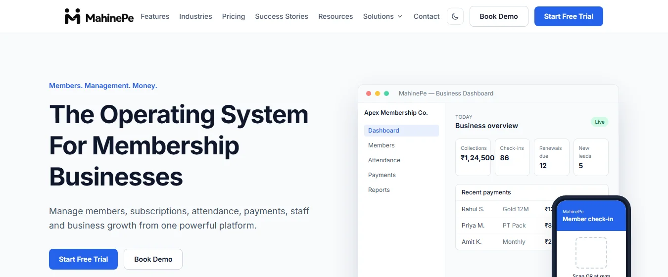 MahinePe membership business platform, built by Forelskets