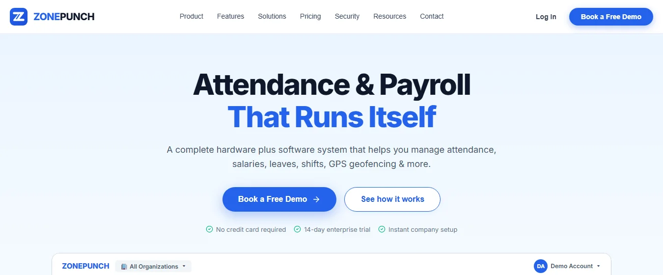 ZonePunch attendance and payroll SaaS, built by Forelskets